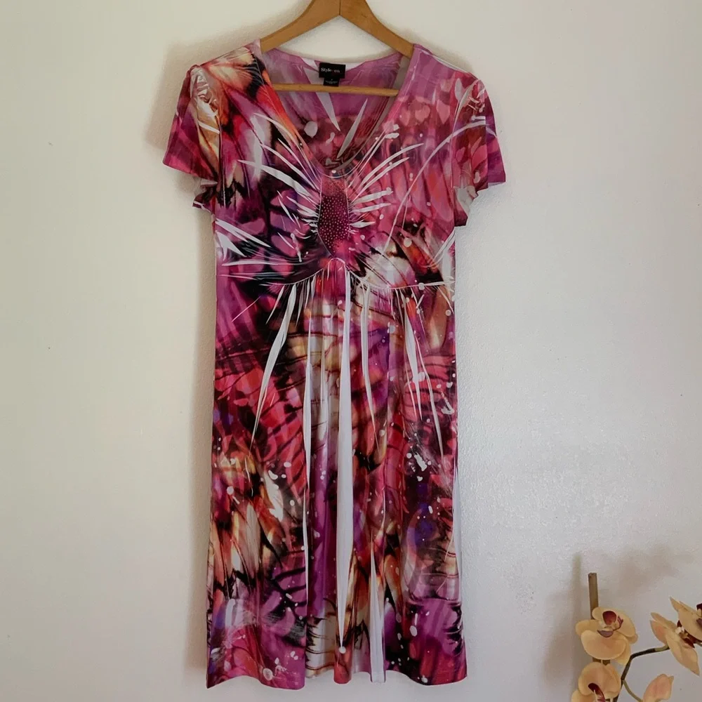 Pink Rhinestone Embellished Dress - Picture 1 of 7